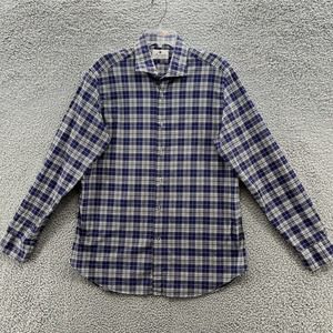 Giannetto Portofino Shirt Mens XL Blue Plaid Washing Long Sleeve Italy Button Up